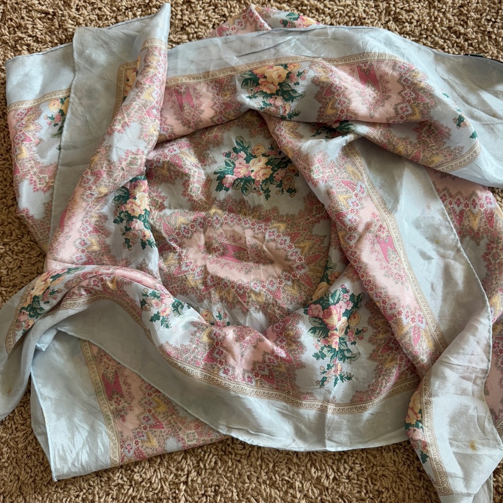 Polo Ralph Lauren vintage Japanese Silk Floral Brocade Regency Scarf